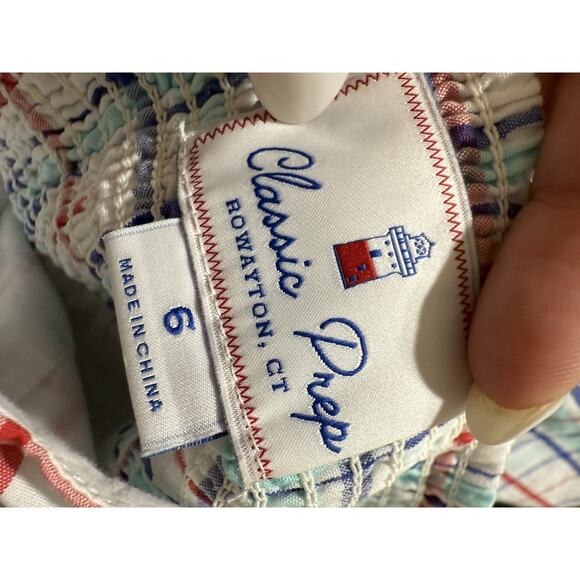 Classic Prep Plaid Dress girls size 6 Lines Cotton elastic Back EUC - Picture 6 of 8